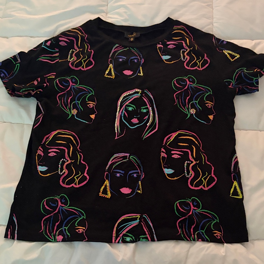 Black Neon Faces Graphic Tee
